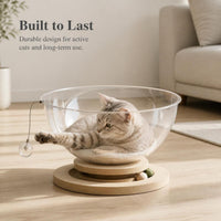 Space Capsule Cat Bed with Turntable Toy, All-Season Semi-Enclosed Pet House