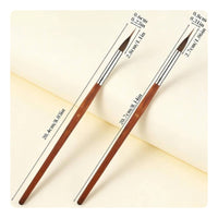2 Pieces Numbered 8 and 10 Needle Tip Brush Brown Bristles Wood Handle Brush Metal Ferrule Art Supply Double Pack