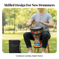 Lightweight African Djembe Easy to Learn Rope-Tuned Djembe Portable Percussion Instrument Rich Resonant Sound for Beginners, Adults, Musicians