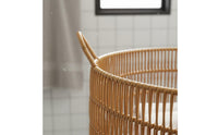 Waterproof Woven Plastic Laundry Basket Sturdy Woven Laundry Basket Ventilated Design Imitation Rattan Storage Bin Handwoven for Bathroom, Bedroom, Living Room