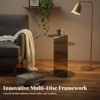 2 Pieces Movable Round Pedestal Table Minimalist design Round Pedestal Table Set High-Low Combination Household Furniture Sturdy Craftsmanship for Modern Decor lovers, Interior Designers, Homeowners, Beside a Sofa, Living Room, Bedroom, Entryway
