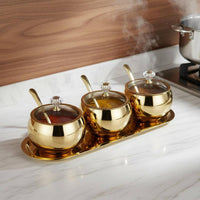Stainless Steel Seasoning Container Set Dishwasher Safe Kitchen Countertop Seasoning Organizer for Dining Table