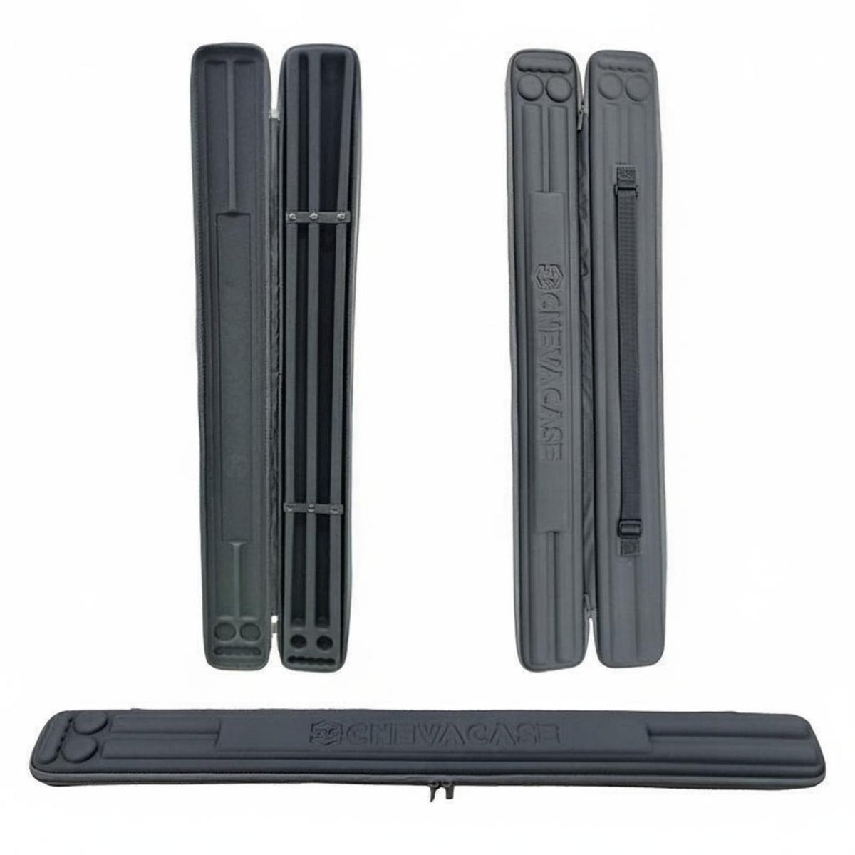 Drop-Proof 1/2 Split Cue Storage Case Long-Lasting Exterior EVA Pool Stick Carrying Case Soft Lined Interior Hard Shell Billiard Cue Bag Adjustable Shoulder Strap for Travel