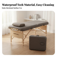 Waterproof & Oil-Proof Foldable Massage Bed Easy to Clean Portable Massage Table High Load Capacity Wooden Frame Treatment Bed Heavy-Duty Support for Mobile Therapists, Estheticians Artists, Travel, SPA Centers, Medical Facility