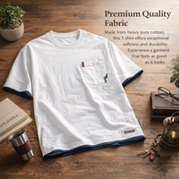 Heavy Crew Neck T-Shirt for, Loose Fit Embroidered Short Sleeve Tee, Contrast for Summer Casual Wear Layered for Young Adults