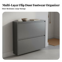Space-Saving Slim Tip-out Shoe Cabinet Large Capacity Narrow Tilting Shoe Storage Dust-Proof Narrow Entryway Cabinet Minimalist Design for Apartment Dwellers, Homeowners, Families, Hallway, Small Areas, Living Room, Bedroom