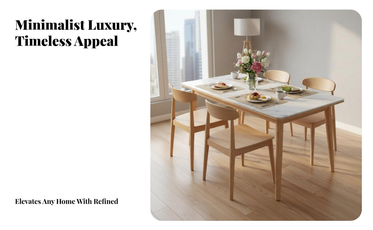 Modern Minimalist Design Sintered Sta Single Top Dining Set Solid Wood Frame Table and 6 Chairs Stain Resistant Household Furniture Easy to Clean for Families, Homeowners, Apartment Dwellers, Small Apartments, Kitchen, Home