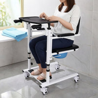 Bedside Transfer Chair Mobile Transfer Chair with Tray Padded Medical Equipment for Caregivers, Elderly, Nursing Homes