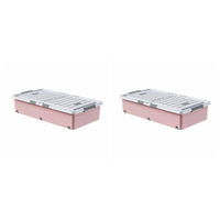 Lowcontour Design Under-Bed Wheeled Box with casters Wheeled Underbed Box Space-Saving Home Organization particleresistant for Students, Homeowners, Renters, Bedroom, Dorm Room, Closet