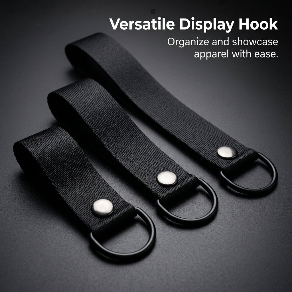 Clothing Store Display Hook with Metal S Adjustable Canvas Strap Hanging for Retail 10cm Folded Length
