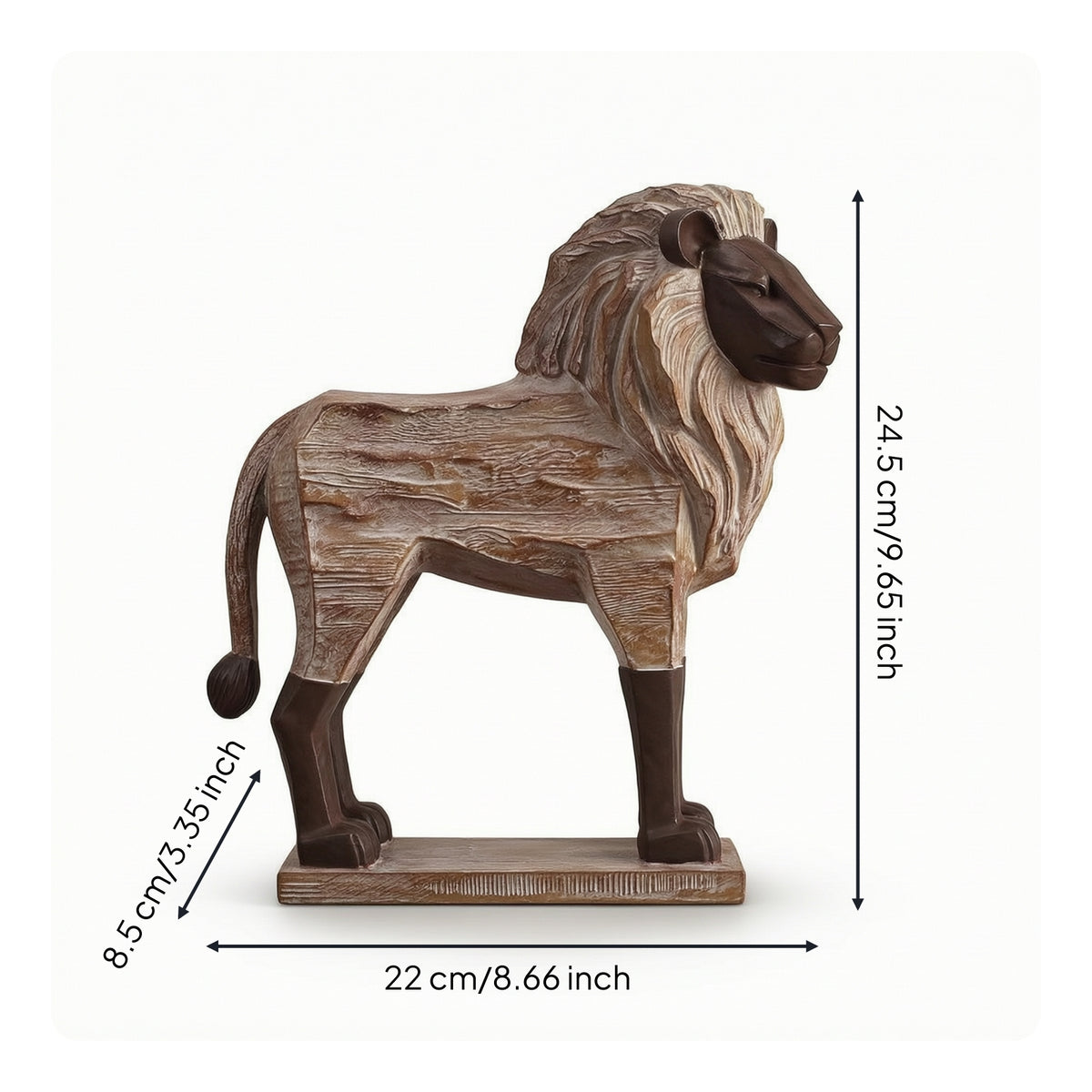Lion Sculpture Rustic Lion Statue Distressed Decor for Tabletop, Study, Bookshelf