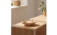Minimalist Oval Wood Tray Compact Wood Tray with Curved Rim Sturdy Modern for Bedside Table