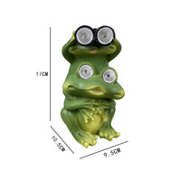 Yellow-Green Accents Solar Frog Statue Sturdy Resin Solar Frog Ornament No Wiring Outdoor Decor Energy Efficient for Courtyard