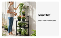 Supports Climbing Plants Rolling Plant Stand with Trellis Multi-Tier Design Tiered Metal Trellis Freestanding Flower Rack Space-Saving for Gardeners, Homeowners, Home Decorators, Balcony, Patio, Living Room, Office