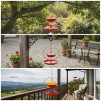 Heart-Shaped Hanging Bird Feeder with Chain Iron Bird Feeder with Two Bowls Two-partBowl Decorative for Gardeners, Garden, Backyard, Patio