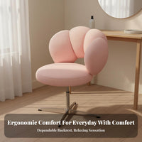 Scalloped Rear Rotating Chair Plush Texture Vanity Stool Soft and Comfortable Home Furniture for Students, Home Dwellers, Makeup Room, Bedroom