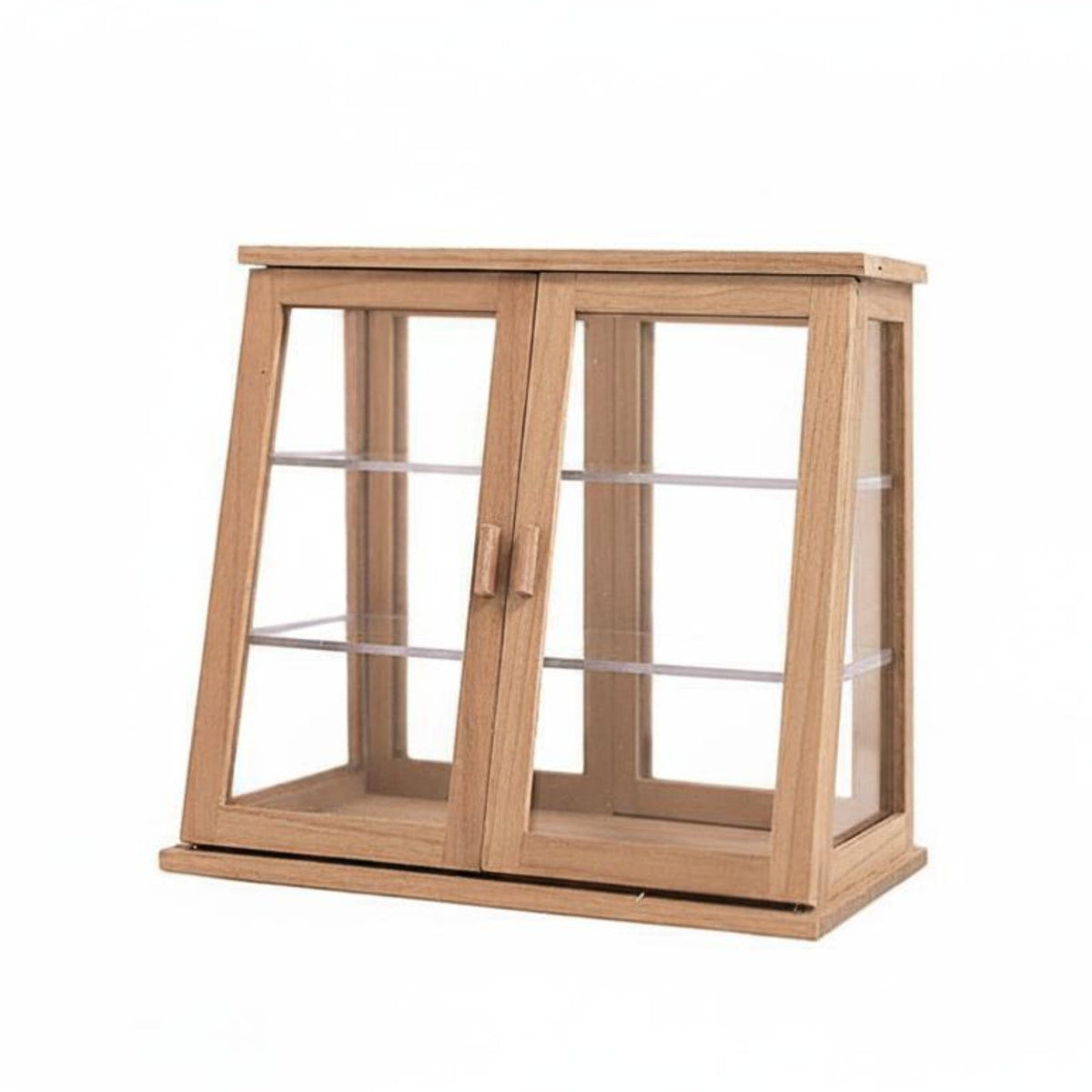 1/12 scale Dollhouse Double Door Cabinet Miniature Wooden Display Cabinet Vintage Style Miniature Dessert Display Case for Collectors, Hobbyists