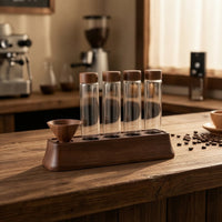 Coffee Bean Storage Rack with Glass Tubes Space-Saving Coffee Bean Storage Rack Sealed Countertop Shelf for Kitchen Counter