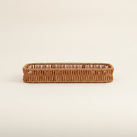 Wicker Cutlery Basket Rattan Cutlery Tray Low-Profile for Countertop, Buffet