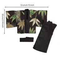 3 Pieces 1:12 Scale  Doll Kimono Outfit Wide Sleeves Black Waist Sash Matching Set
