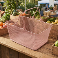 Metal Wire Shopping Basket Compact Wire Shopping Basket Heavy-Duty for Countertop Organization