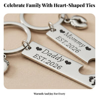 2 Pieces New Parent Keychain Stainless Steel Mom and Dad Keychain Keepsake Gift Mom and Dad Matching Keychains for Expecting Parents, Couples