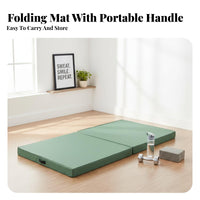 Foldable Design Folding Gymnastics Mat Shock Absorbent Portable Tumbling Mat Wear-Resistant Cover Thick Exercise Pad Carrying Handles for Gymnasts, Students, Dance Studio, Home Gym, Training Center, Playroom