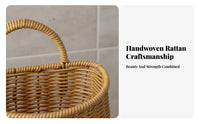 Wall Mounted Storage Basket Easy to Clean Imitation Rattan Hanging Basket Kitchen Storage Holder Breathable Design for Entryway