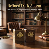 Desk Organizer Walnut Color Square Pencil Cup, Wooden Pen Holder for Office Desktop Storage for Stationery, 3.1 X 3.1 4.1 Inches