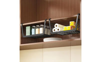 uncoveredGrid Under-Cabinet Hanging Basket Moisture-Resistant Under Shelf Wire Basket Hook-on Hanging Storage Bin Rectangular for Kitchen, Dorm Room