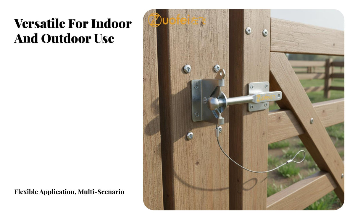 Weather Resistant Self Locking Gate Latch Padlock Compatible Automatic Gate Latch Easy Install Fence Door Lock Multi-Functional for Farmers, Pet Owners, Homeowners, Farm, Outdoor, Backyard, Garden