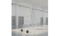Rolling Workstation Ladder Mobile Wheels Aluminum Work Workstation Ladder Heavy Duty for Workers, Professionals, Construction Site, Warehouse