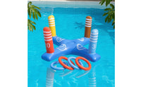 Color-Coded Hoop Toss Game with Rings Interactive Inflatable Water Toss Game Colorful Toy Portable for Backyard