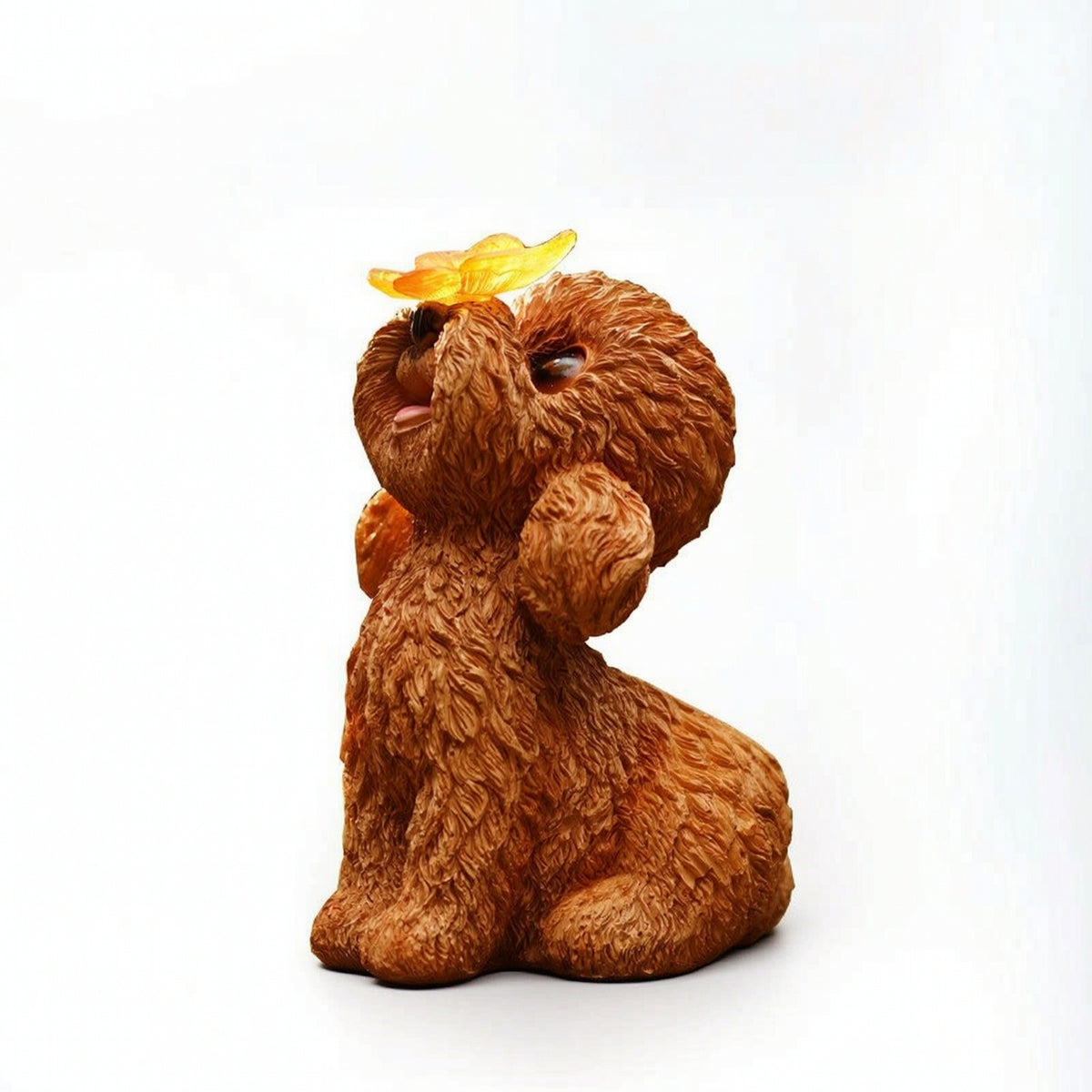 Weatherproof Dog Statue with Butterfly Light Outdoor Dog Figurine with Butterfly Light Energy-Efficient Solar Garden Statue Eco-Friendly for Gardeners, Patio, Balcony, Flower Bed