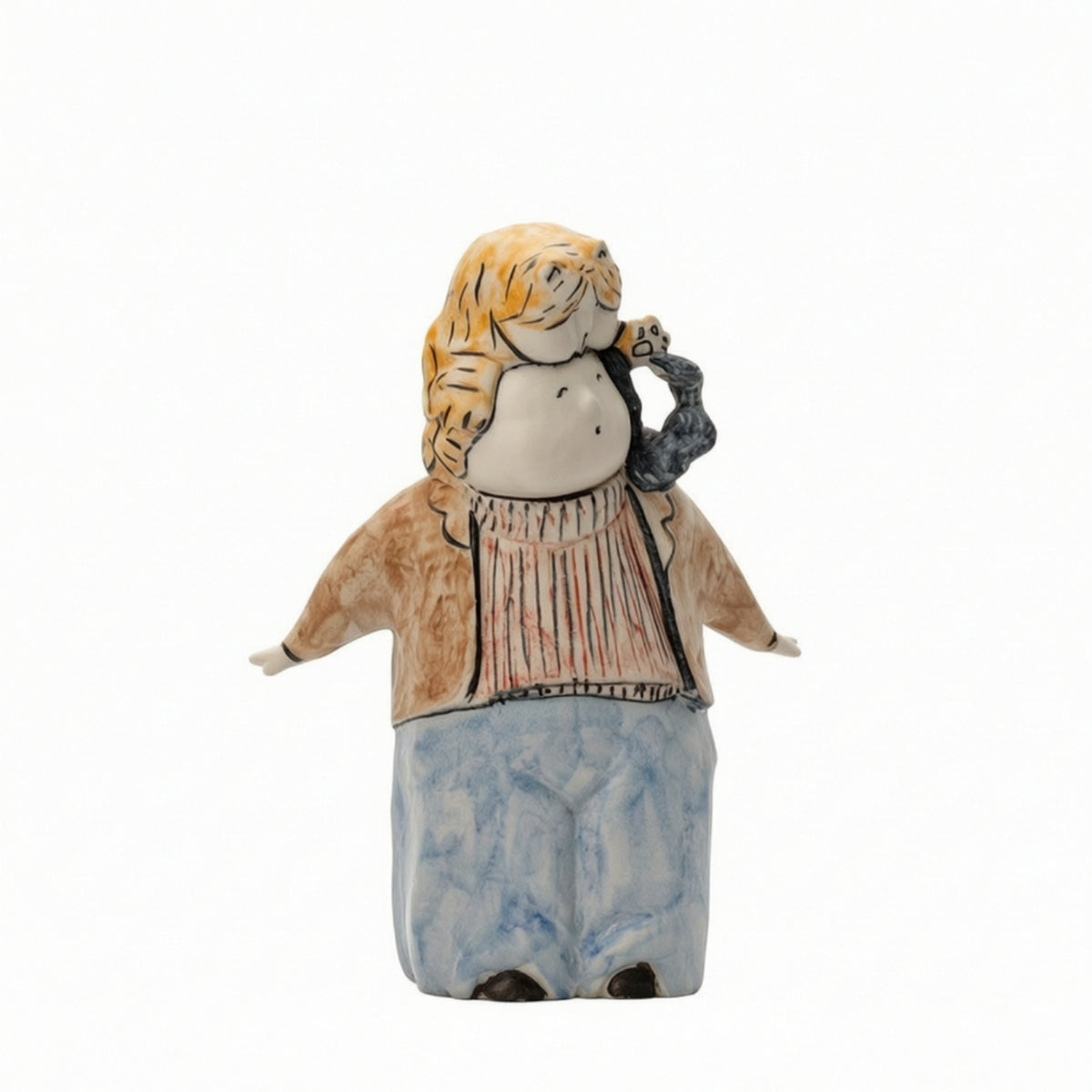 Hand-Painted Ceramic Figurine Cute Dinosaur Figurine Modern Figurines Decorative for Homeowners