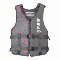 Sleeveless Neoprene Life Jacket Adjustable Straps Front-Zip Life Vest Buckle Closure Buoyancy Support Vest Contoured Fit