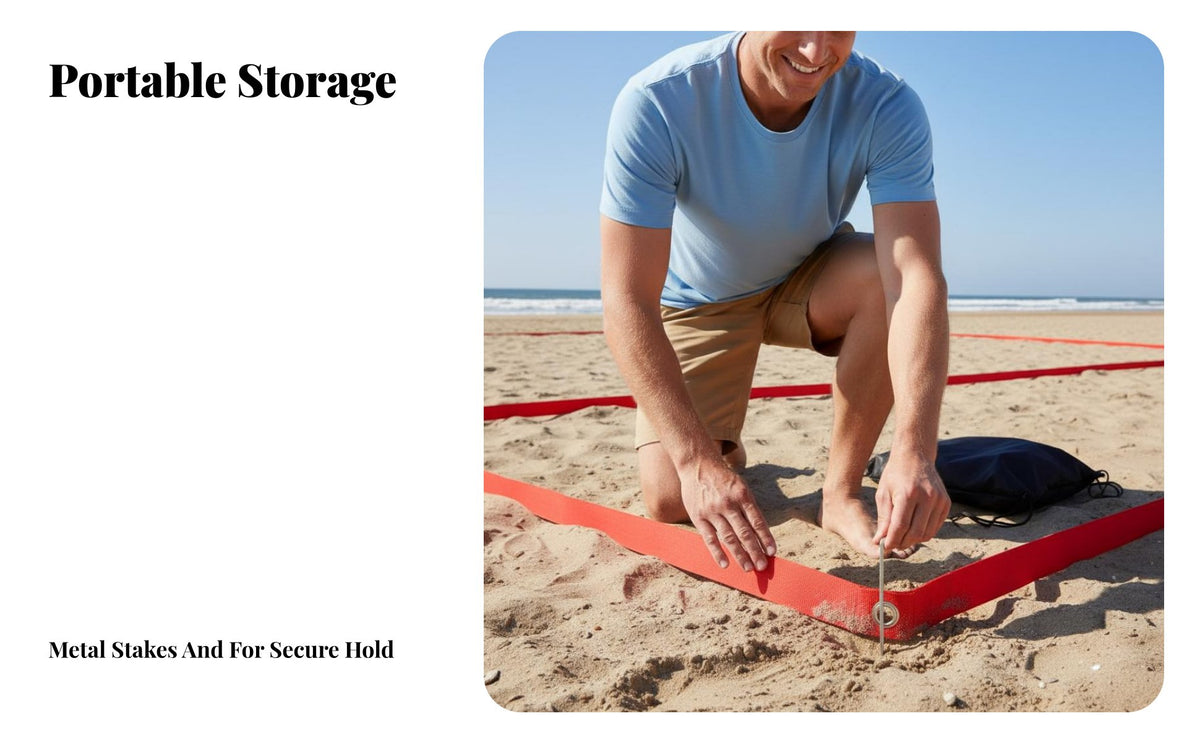 Multi-Sport Use Beach Volleyball Boundary Lines Easy to Install Volleyball Court Lines High-Visibility Portable Court Line Set Includes Storage Bag for PE Teachers, Beachgoers, Lawn, Outdoors, Backyard, Training Exercises