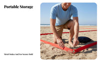 Multi-Sport Use Beach Volleyball Boundary Lines Easy to Install Volleyball Court Lines High-Visibility Portable Court Line Set Includes Storage Bag for PE Teachers, Beachgoers, Lawn, Outdoors, Backyard, Training Exercises