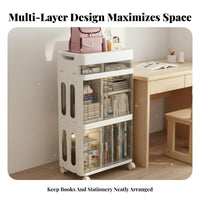 Dust-Proof Multi-Tier School Supply Organizer Space-Saving Rolling Storage Cart Large Capacity 3-Tier Rolling Cart Sturdy Construction for Children, Students, Study Room, Classroom, Home Office, Bedroom
