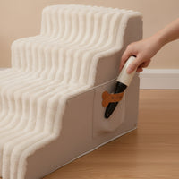 Foldable Pet Stair Washable Pet Steps with Soft Cover Non-Slip Dog Ramp with Foam for Small Dogs, Injured Pets, Bedside, Sofa
