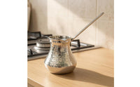 Small Pouring Spout Hammered Metal Coffee Pot Flared Body Hand-Hammered Coffee Pot Reflective Drinkware Silver-Colored for Tea Serving
