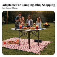 7 Pieces Foldable Collapsible Table and Chair Combo Lightweight Roll-up Table with Folding Chairs Sturdy Construction Camping Furniture Heavy-Duty for Campers, Families, Party Hosts, Market Stall, Picnics, Picnic, Backyard