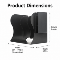 Book Ends Desk Organiser, Metal Book Ends with Storage, Heavy Duty Iron Bookends for Shelves, Adjustable Large Book End for Home Office