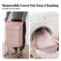 Foldable Design Rolling Laundry Basket Large Capacity Collapsible Laundry Cart Multifunctional for Students, Bathroom, Bedroom, Small Areas
