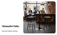Minimalist Design Round Bar Table Space Saving Round Pub Table Versatile Design Indoor Furniture Sturdy Metal Frame for Cafe Owners, Event Planners, Restaurant, Balcony, Living Room, Kitchen