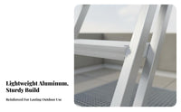 Outdoor Aluminum Staircase Lightweight Fixed Ladder with Handrails Rust-Resistant Fire Exit Stairs for Property Managers, Adults, Rooftop, Attic