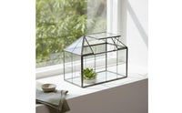 Tabletop Terrarium with Hinged Roof Handmade House-Shaped Terrarium Transparent Glass Greenhouse Miniature for Gardeners