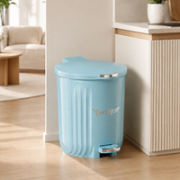 Large 40 Litre Kitchen Bin, Pedal Kitchen Bin for Food Scraps, Lidded Cylindrical Waste Bin, Easy Clean Material