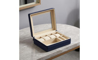 Transparent Window Watch Storage Organizer Zippered Watch Storage Box Multi-Compartment Jewelry Organizer Box Lined Interior for Dresser, Closet