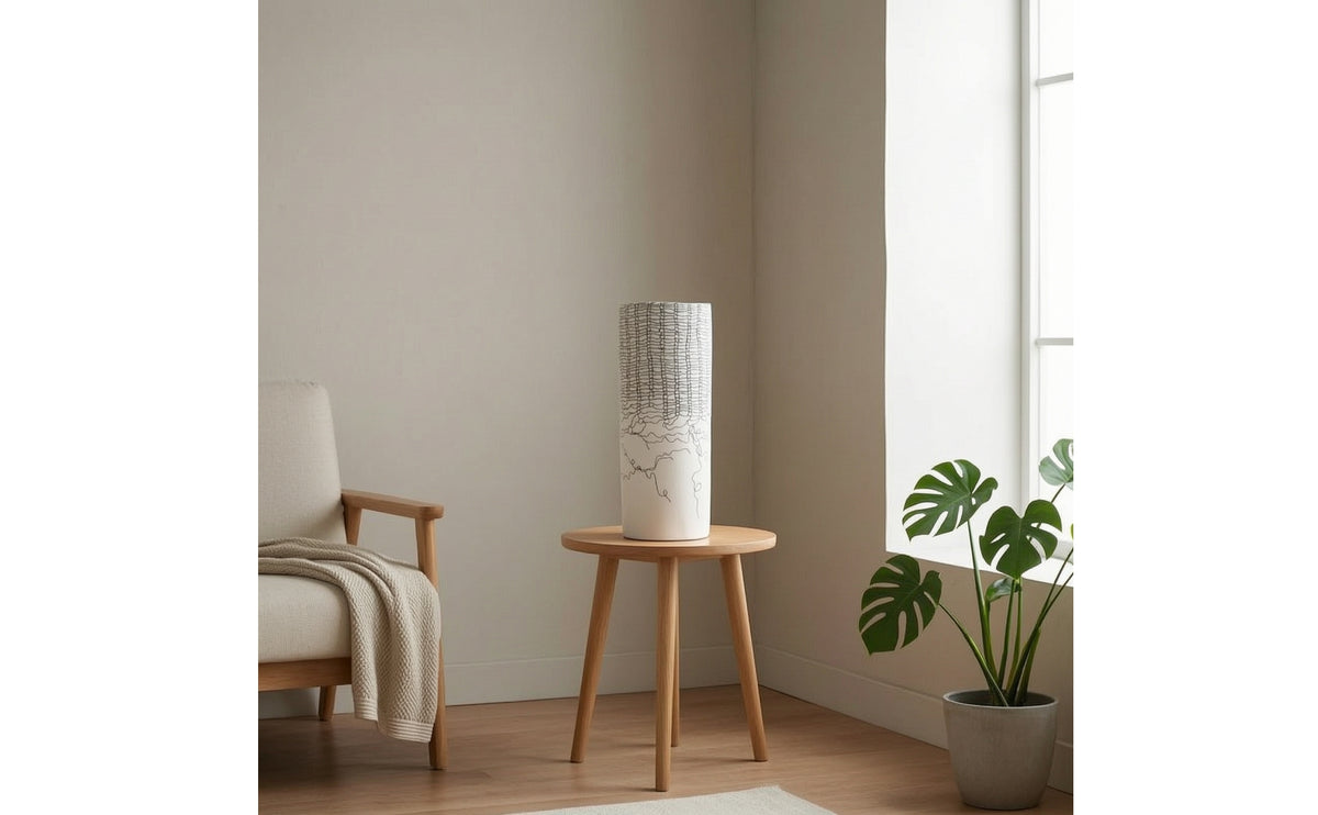 Cylindrical Flower Vase Abstract Decorative Vase Luxurious Vessel for Living Room, Entryway, Workspace